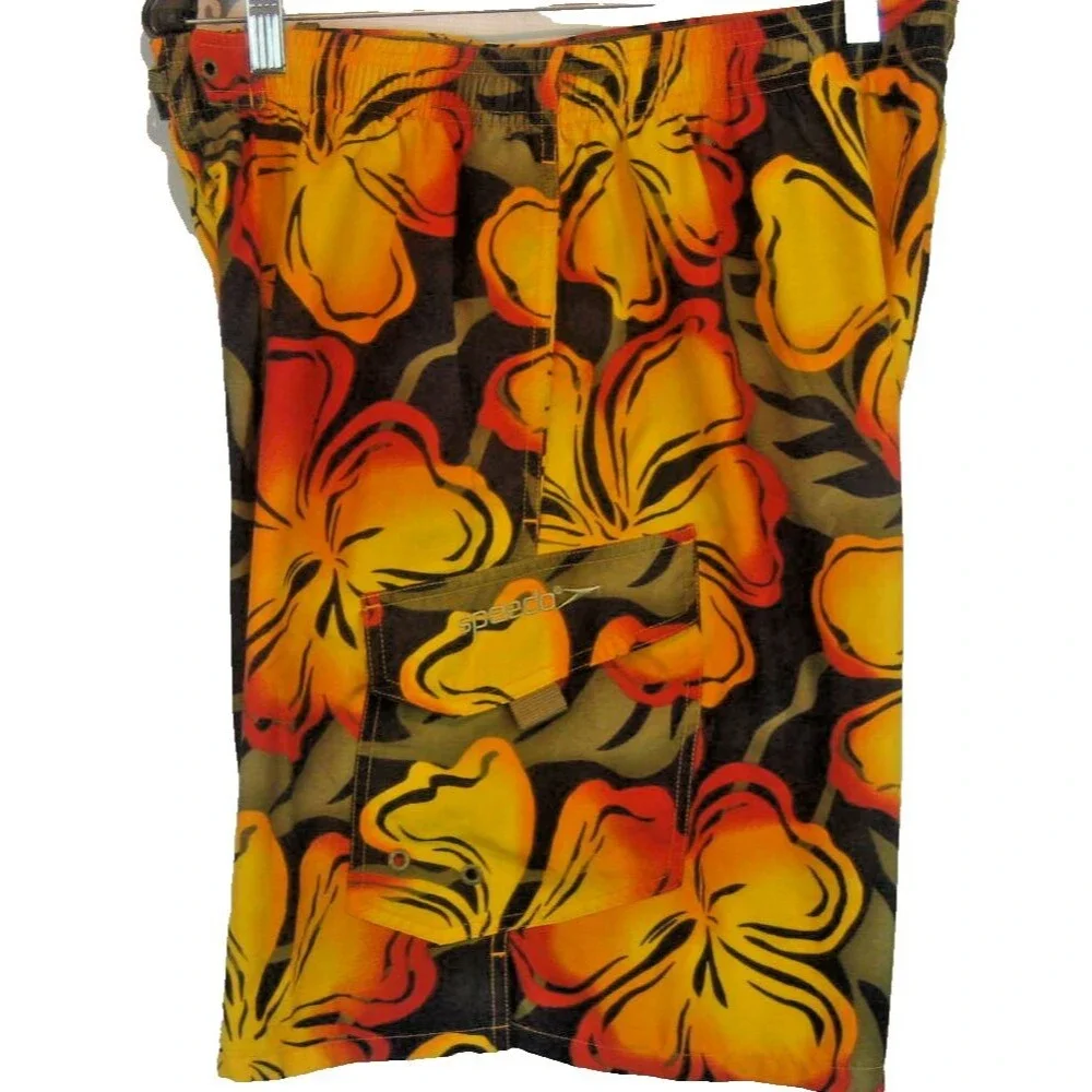 Mens Speedo Multicolor Floral Aloha Hawaiian Lined Swim Board Shorts sz Lg x 8